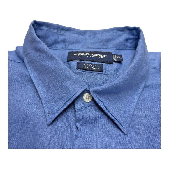 Polo Golf Ralph Lauren Driver Kashmir Blue Linen Button Down Shirt - Picture 4 of 9